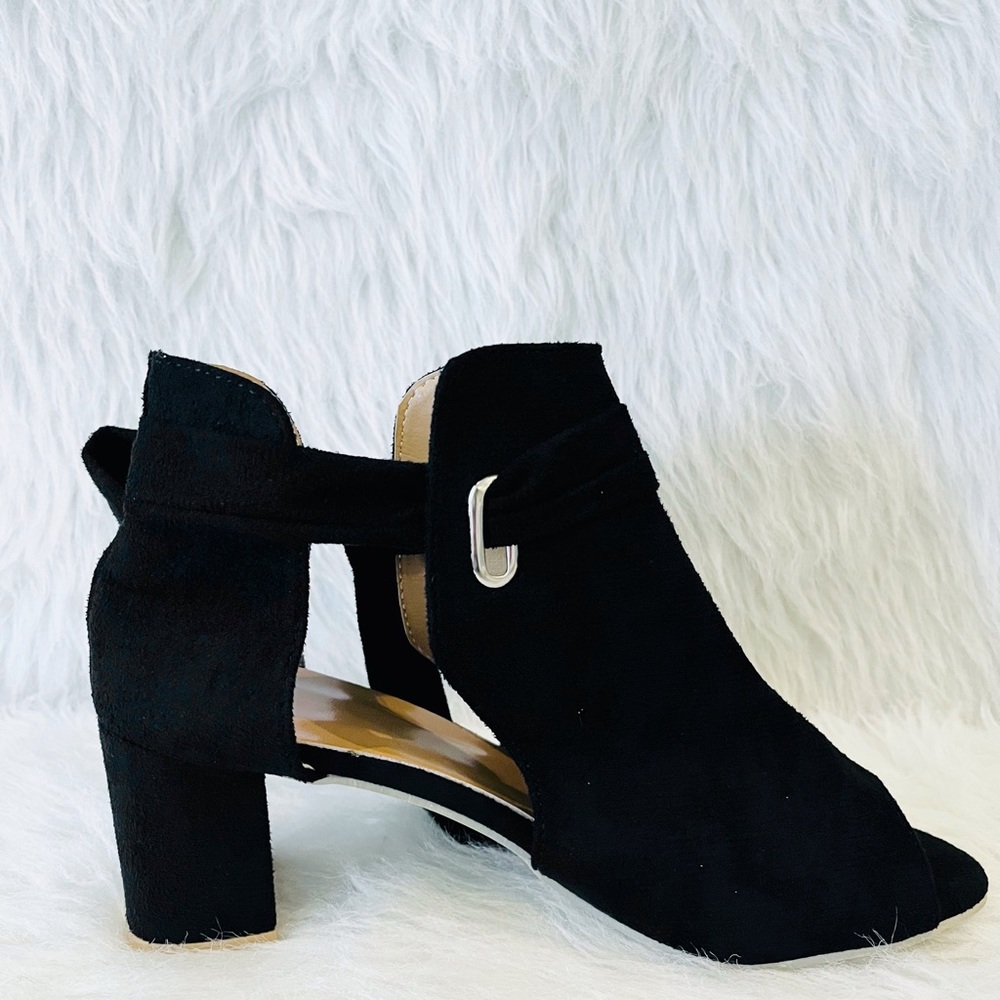 Black Peep Toe Sandals Sz 7 - Picture 5 of 7